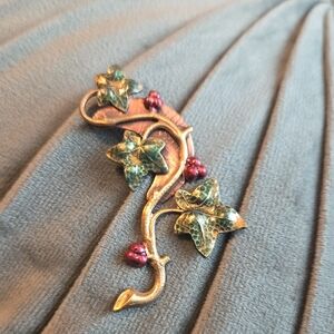 Elegant Gold and Green Monet Leaf Brooch